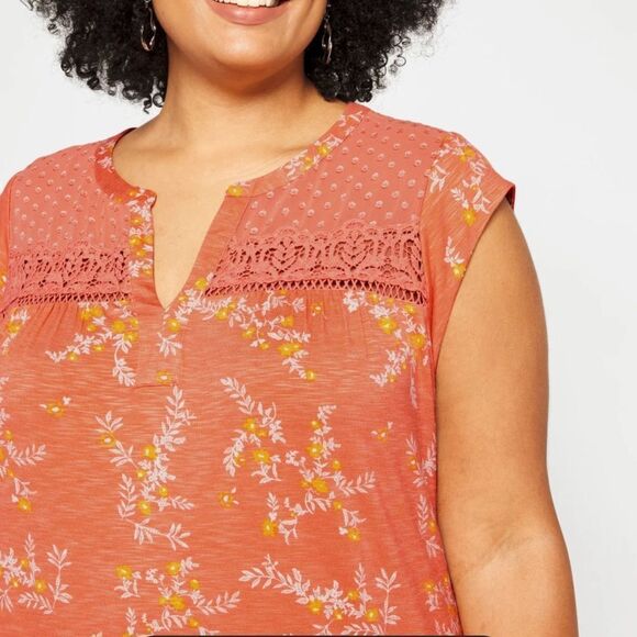 Daniel Rainn Taravel Crotchet Detail Knit Top Coral 2X STITCH FIX NWT - Picture 4 of 8